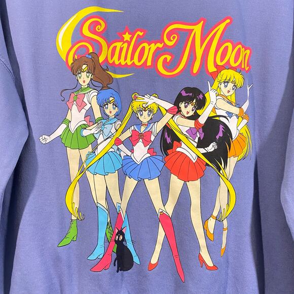 Sailormoon Women's Blue 5 Sailor Moon Characters Graphics Sweatshirt Size M - Picture 3 of 8